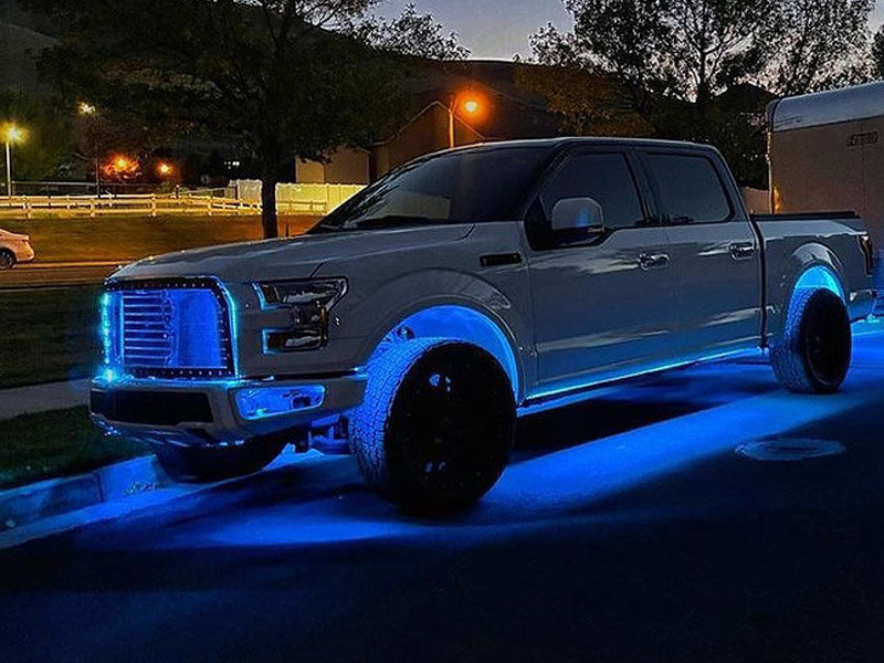 blue car underglow