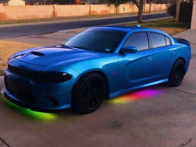 car under glow lights