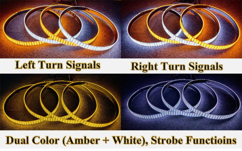 5-Row Brightest Dual Color Wheel Lights with Turn Signals