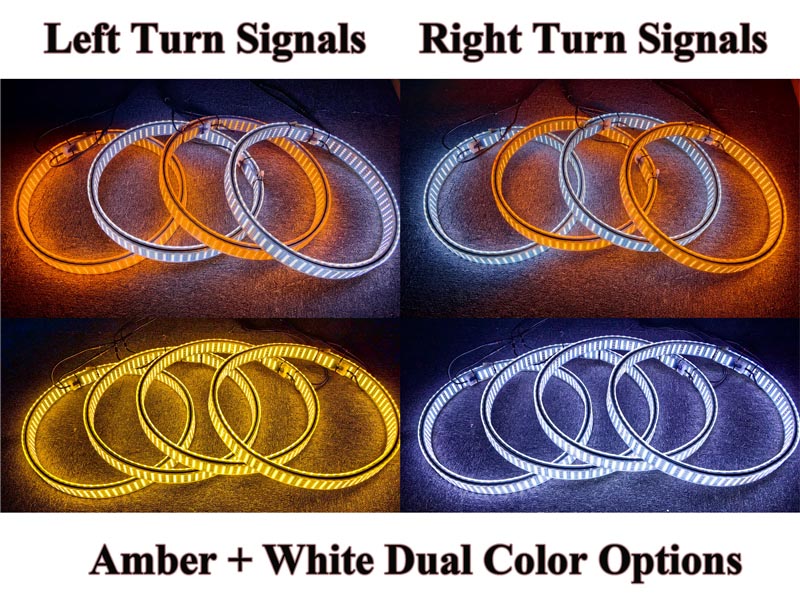 10-Row Brightest Wheel Lights Amber White Dual Color Strobe LED 